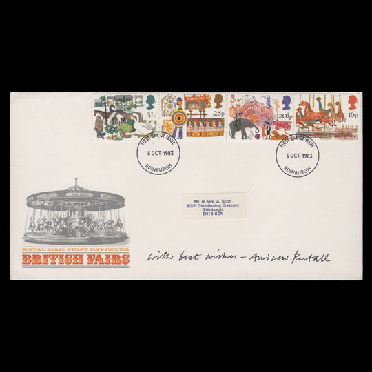 Great Britain 1983 British Fairs first day cover signed by designer