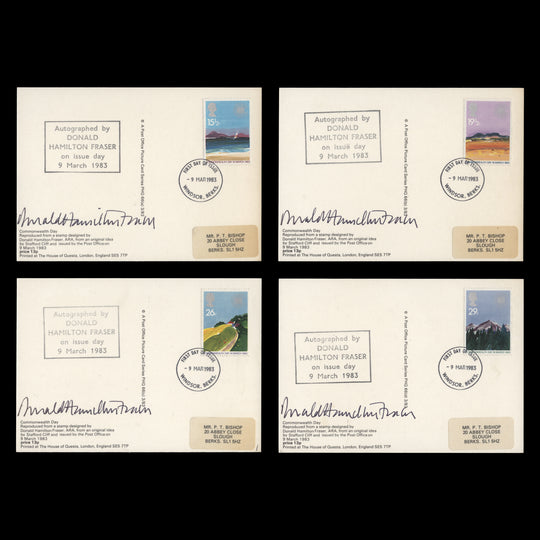 Great Britain 1983 Geographical Regions first day PHQ cards signed by the designer
