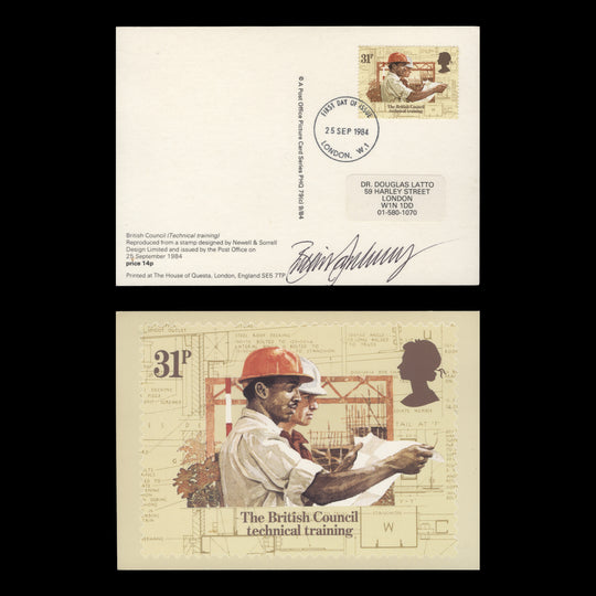 Great Britain 1984 British Council Anniversary PHQ card signed by Brian Sanders