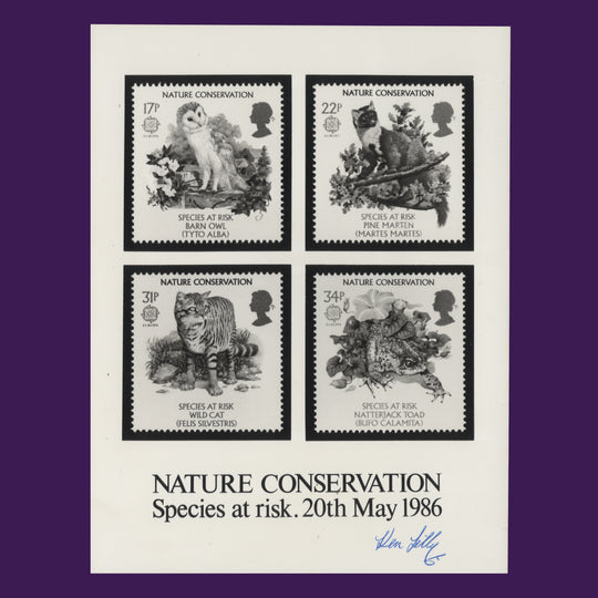 Great Britain 1986 Nature Conservation photographic proof signed by designer