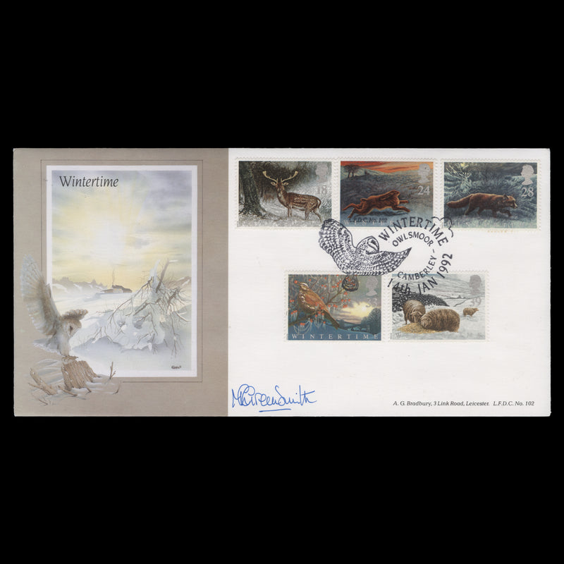 Great Britain 1992 Wintertime first day cover signed by Malcolm Greensmith