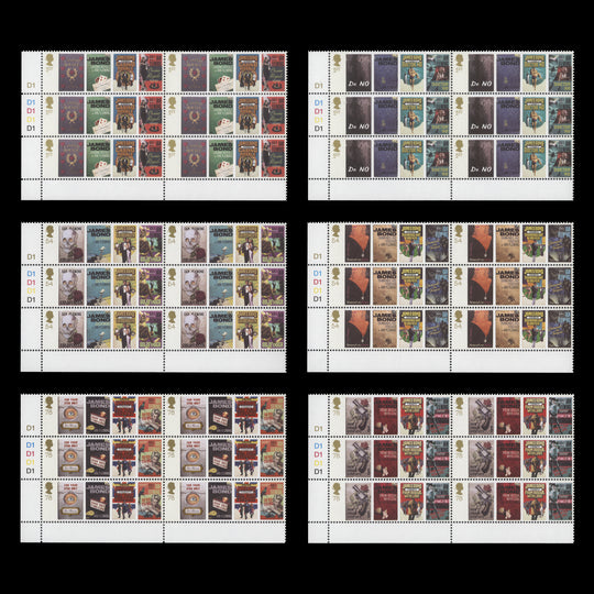 Great Britain 2008 (MNH) Ian Fleming Birth Centenary cylinder blocks