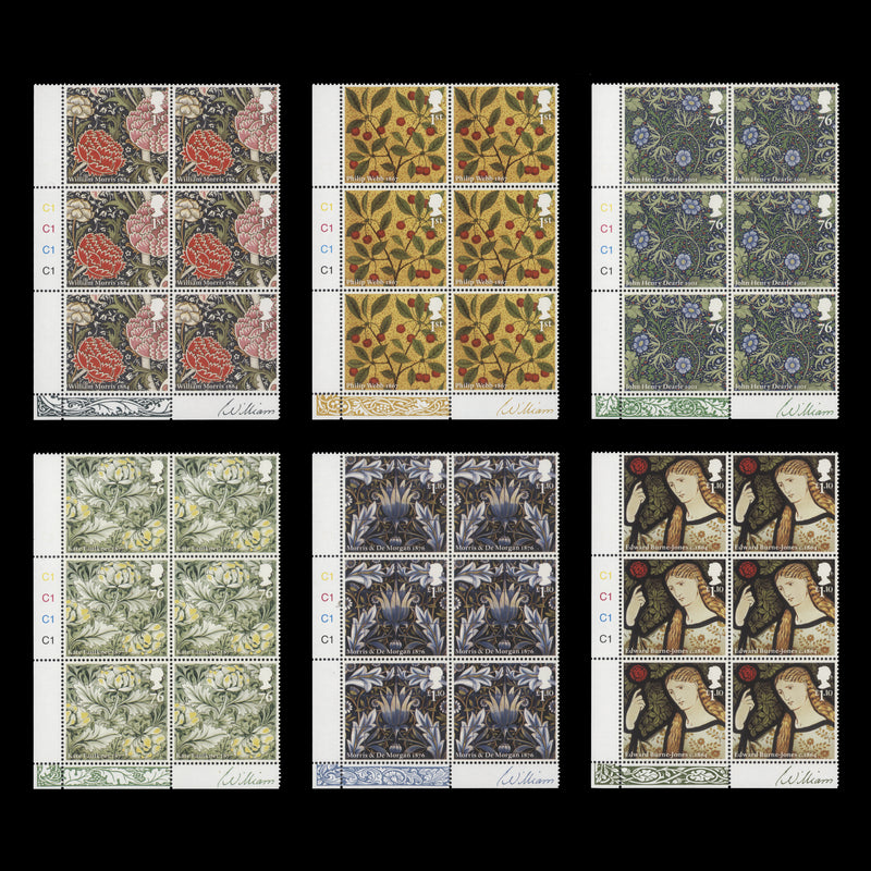 Great Britain 2011 (MNH) Morris & Co Anniversary cylinder blocks