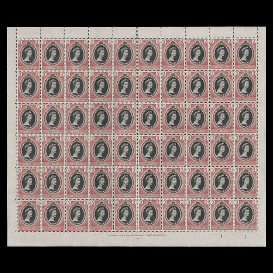 Grenada 1953 (MNH) 3c Coronation plate 1–1 sheet of 60 stamps