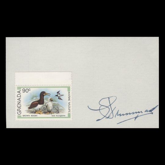 Grenada 1979 Brown Booby on card signed by designer Gordon Drummond