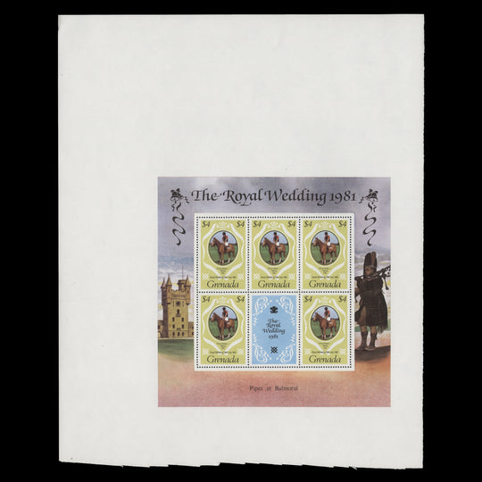 Grenada 1981 (Variety) $4 Royal Wedding uncut sheetlet