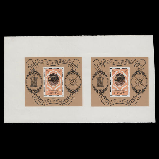 Grenada 1981 (Variety) $5 Royal Wedding uncut pair of miniature sheets
