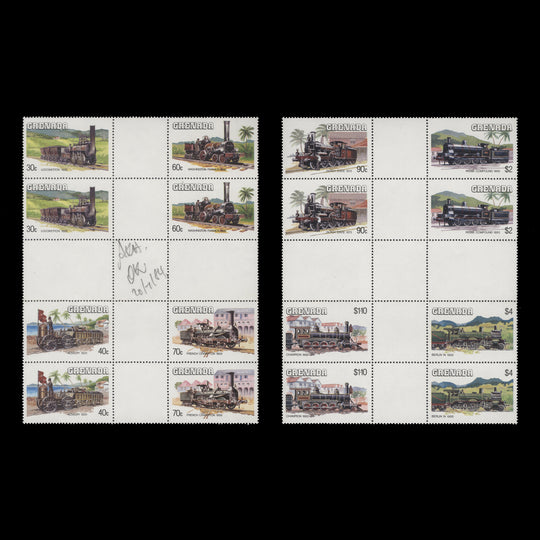 Grenada 1984 (Variety) Railway Locomotives cross gutter blocks