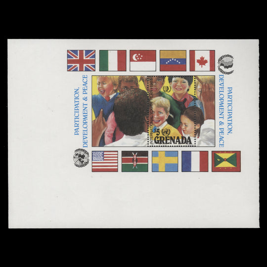 Grenada 1985 (Variety) $5 International Youth Year uncut miniature sheet