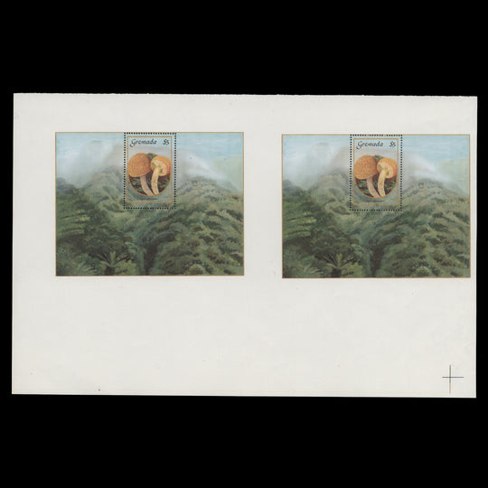 Grenada 1986 (Variety) $5 Cystolepiota Eriophora uncut pair of miniature sheets