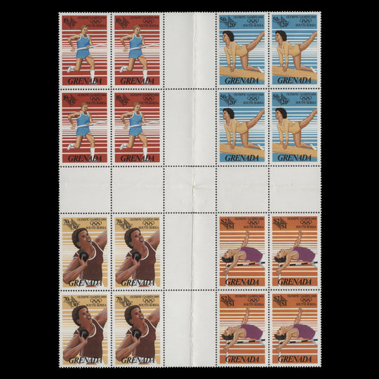 Grenada 1986 (Variety) Olympic Games, Seoul cross gutter block