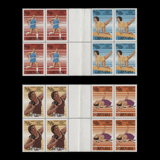 Grenada 1986 (Variety) Olympic Games, Seoul vertical gutter blocks