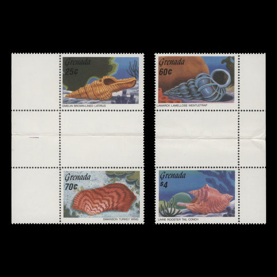 Grenada 1986 (Variety) Sea Shells vertical gutter pairs