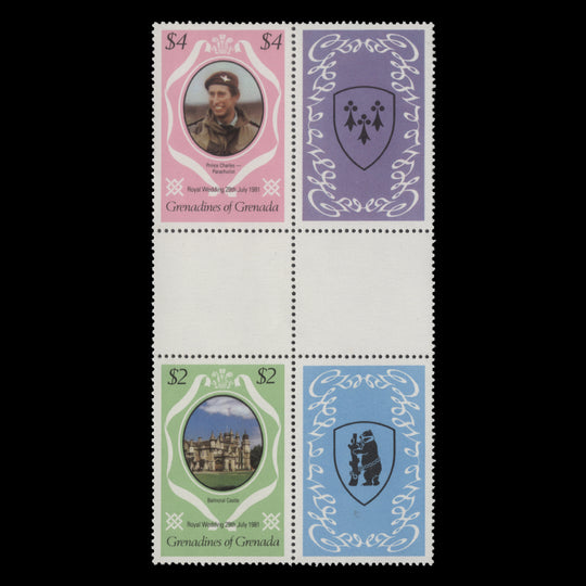 Grenadines of Grenada 1981 (MNH) Royal Wedding gutter block
