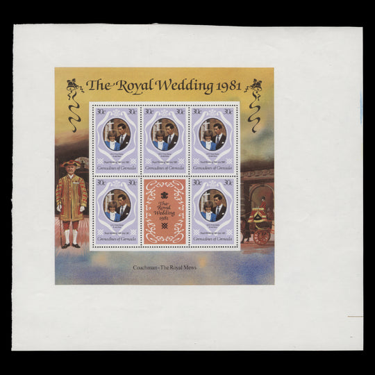Grenadines of Grenada 1981 (Variety) 30c Royal Wedding uncut sheetlet