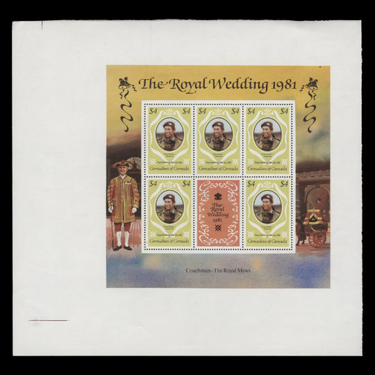 Grenadines of Grenada 1981 (Variety) $4 Royal Wedding uncut sheetlet