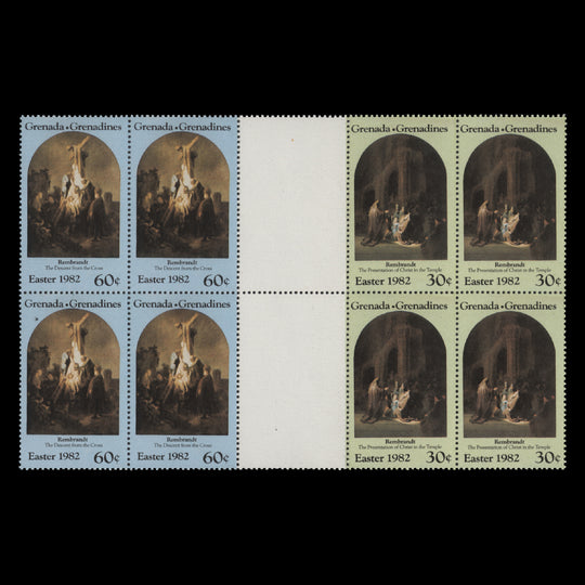 Grenadines of Grenada 1982 (MNH) Easter gutter block
