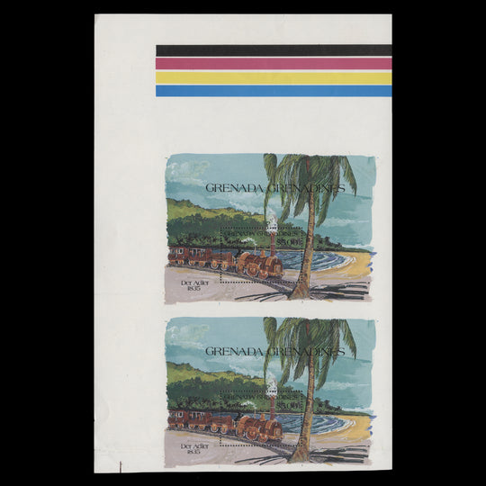Grenadines of Grenada 1984 (Variety) $5 Der Adler uncut miniature sheet pair