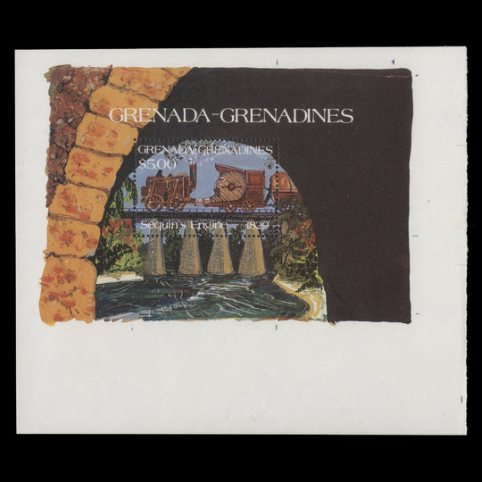 Grenadines of Grenada 1984 (Variety) $5 Sequin's Engine uncut miniature sheet