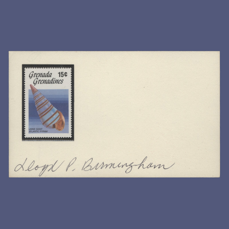 Grenadines of Grenada 1986 Giant Atlantic Pyram on card signed by designer