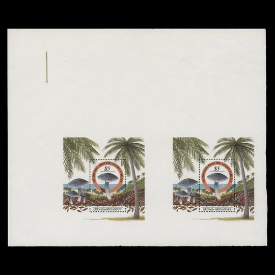 Grenadines of Grenada 1986 (Variety) $5 Mushrooms uncut miniature sheet pair