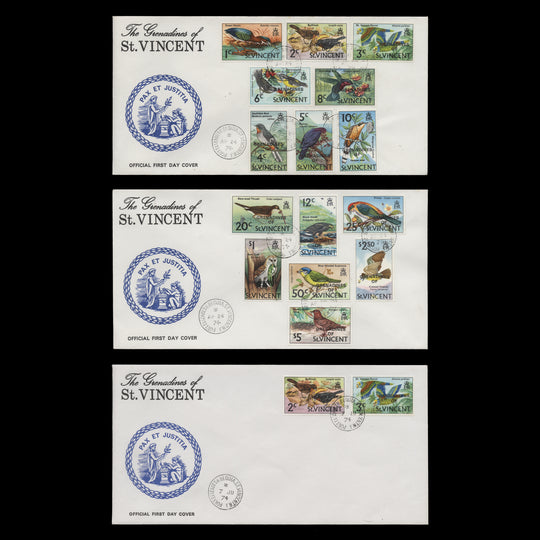 Grenadines of St Vincent 1974 Birds provisionals first day covers, PORT ELIZABETH
