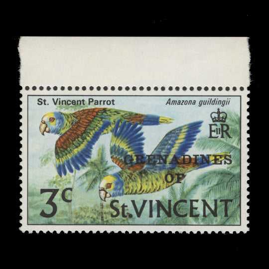 Grenadines of St Vincent 1974 (MNH) 3c Parrots provisional on chalky paper, local