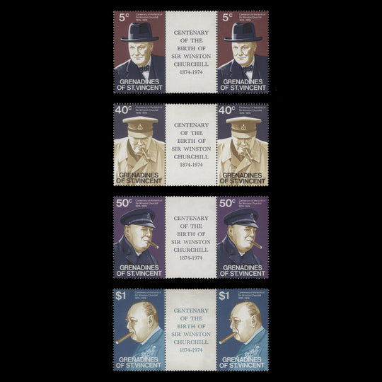 Grenadines of St Vincent 1974 (MNH) Churchill Birth Centenary gutter pairs