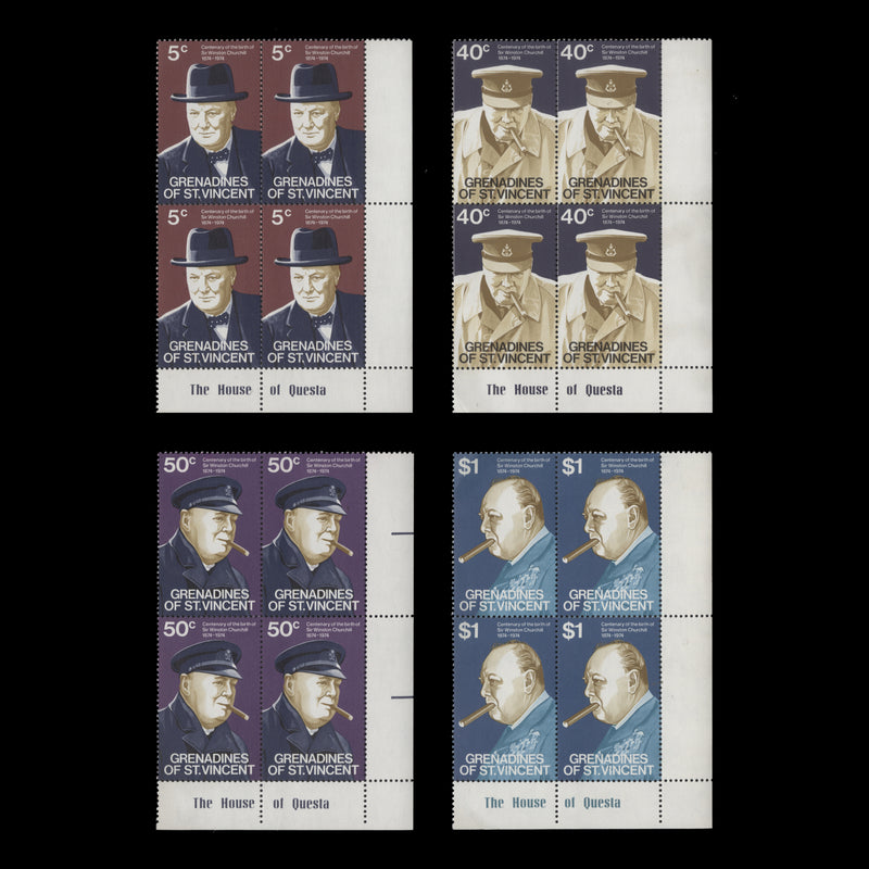 Grenadines of St Vincent 1974 (MNH) Churchill Birth Centenary imprint blocks