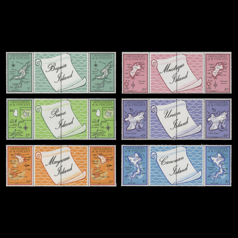 Grenadines of St Vincent 1974 (MNH) Maps gutter pairs