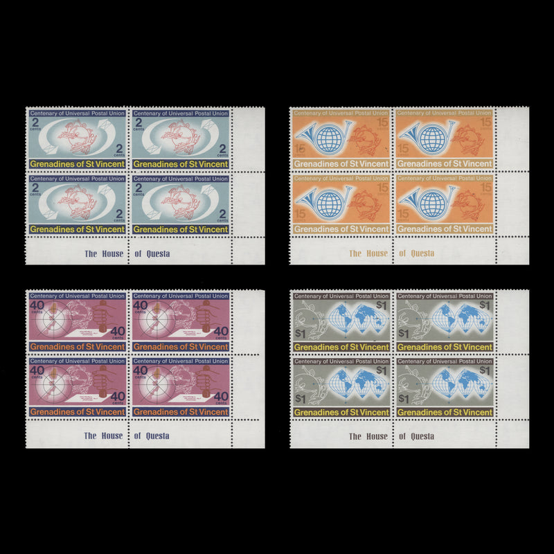 Grenadines of St Vincent 1974 (MNH) UPU Centenary imprint blocks