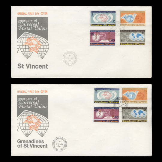 Grenadines of St Vincent 1974 UPU Centenary first day cover with wrong territory inscription