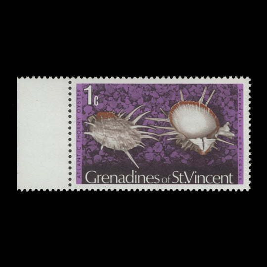 Grenadines of St Vincent 1974 (Variety) 1c Atlantic Thorny Oyster with watermark to right