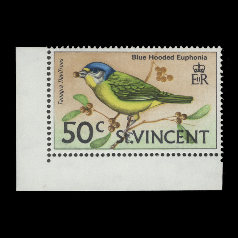 Grenadines of St Vincent 1974 (Variety) 50c Blue-Hooded Euphonia with albino overprint