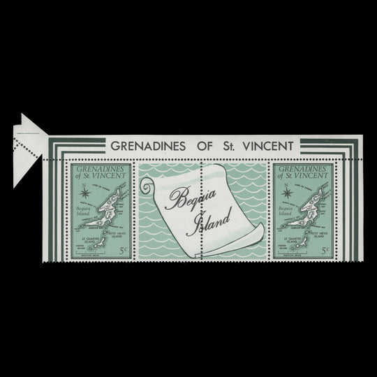 Grenadines of St Vincent 1974 (Variety) 5c Maps gutter pair with paper fold