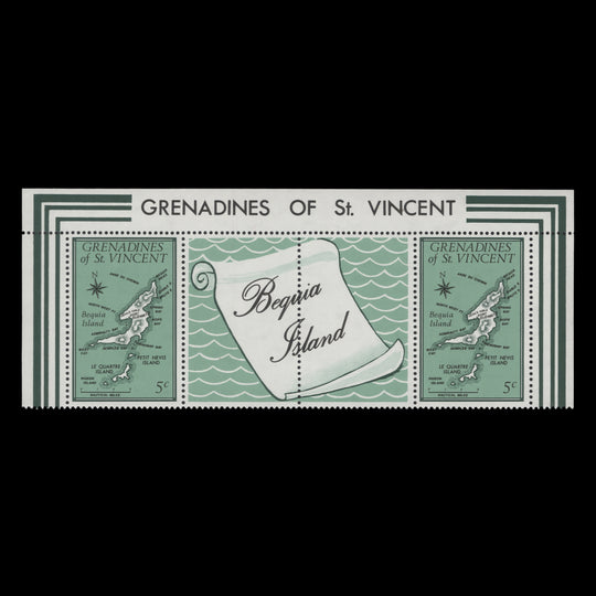 Grenadines of St Vincent 1974 (Variety) 5c Maps gutter pair with watermark to right