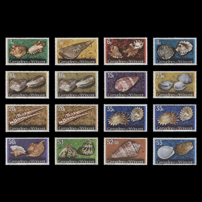 Grenadines of St Vincent 1976-77 (MNH) Shells & Molluscs definitives with imprint