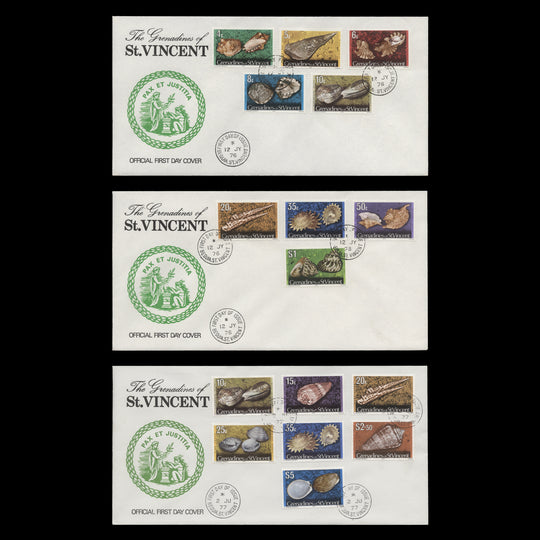 Grenadines of St Vincent 1976-77 Shells & Molluscs with imprint first day covers