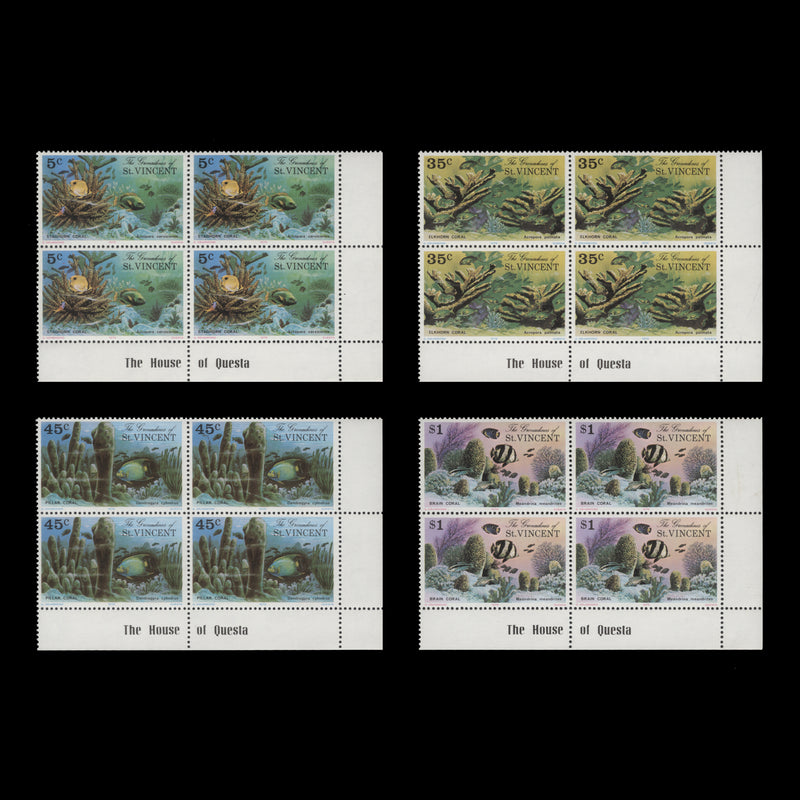 Grenadines of St Vincent 1976 (MNH) Corals imprint blocks
