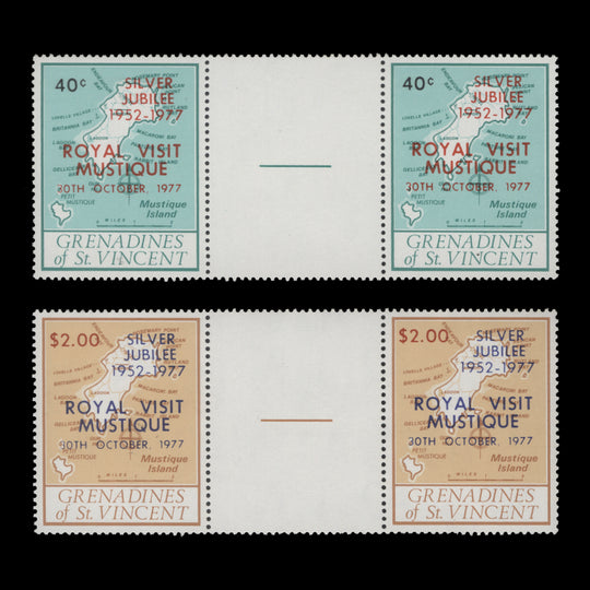 Grenadines of St Vincent 1977 (MNH) Royal Visit gutter pairs