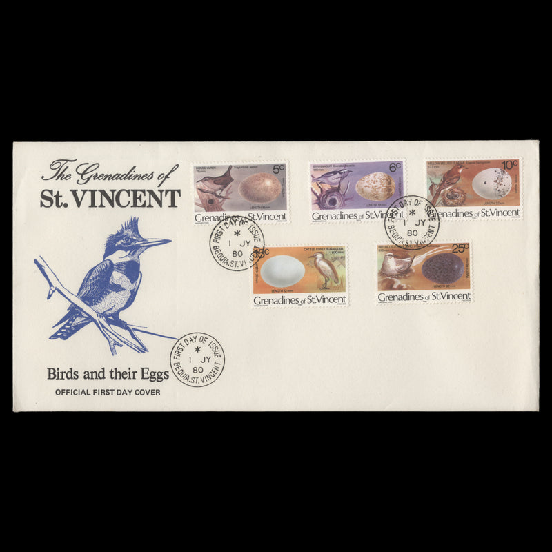 Grenadines of St Vincent 1980 Birds & Eggs first day cover, '1980' imprint