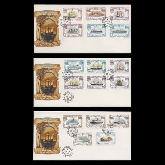 Grenadines of St Vincent 1982 Ships Definitives first day covers, BEQUIA