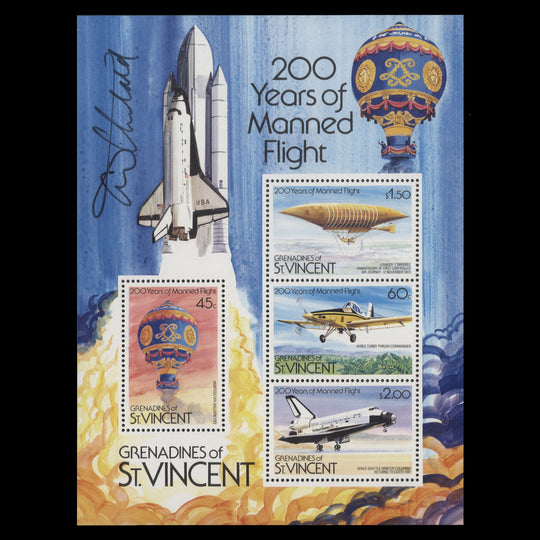Grenadines of St Vincent 1983 Bicentenary of Manned Flight signed miniature sheet