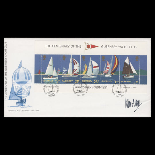 Guernsey 1991 Yacht Club Centenary first day cover signed by designer