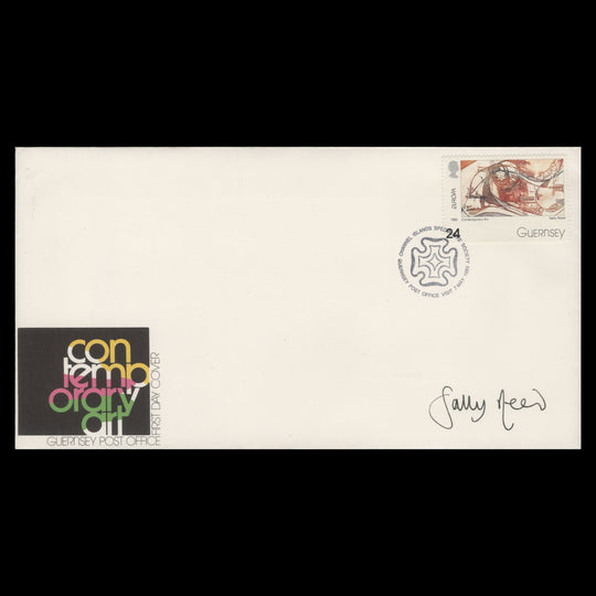 Guernsey 1993 Le Marchi a Paissaon/Contemporary Art first day cover signed by artist Sally Reed