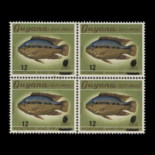 Guyana 1981 (Variety) 12c/12c/6c Patua block missing surcharge