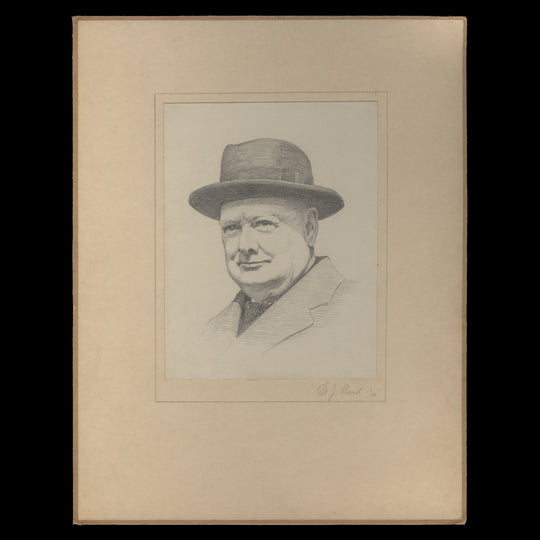 Winston Churchill pencil sketch by Harold J Bard