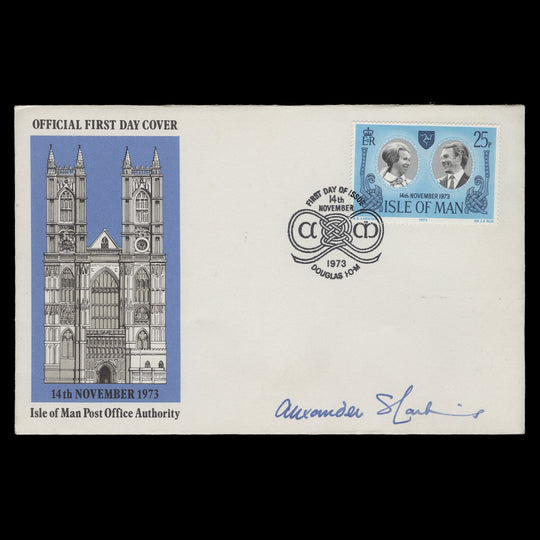 Isle of Man 1973 Royal Wedding first day cover signed by Alexander Larkins