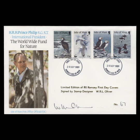 Isle of Man 1989 Sea Birds first day cover signed by designer