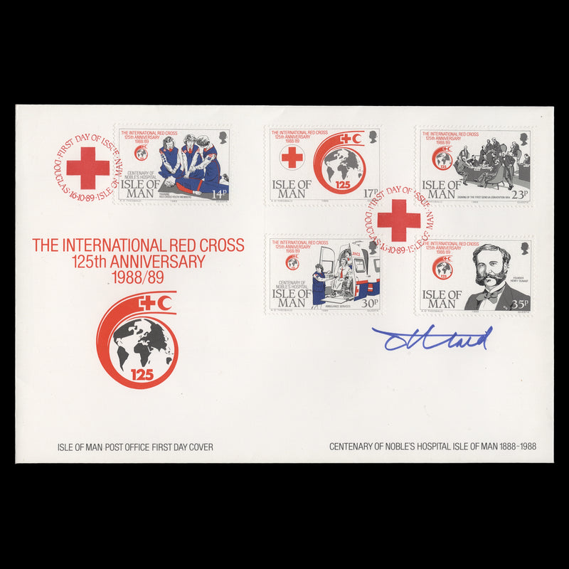 Isle of Man 1989 Red Cross Anniversary first day cover signed by Tony Theobald